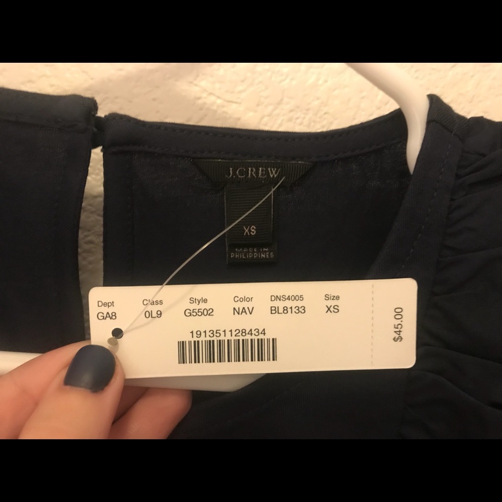 J. Crew Ruffle Front Top—Navy - Picture 3 of 5